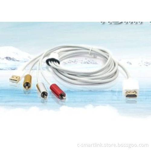 HDMI to AV RCA cable, video signal and R/L audio output, supports analog composite